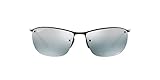Protective case included Ray-Ban Herren RB3542 Chromance Brillengestelle, Schwarz (Shiny Black/Bluemirrorsilverpolar), 63