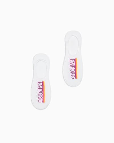 Image of EMPORIO ARMANI Woman Sponge Logo Band 2-Pack Long Socks White S/M