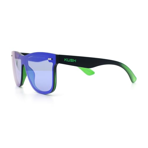 Image of SA106 Kush Premium Mens Shield Horn Rim Mirror Lens Sunglasses