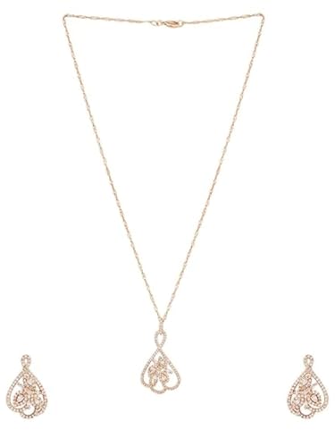 Juego de joyas de oro rosa para looks de oficina y eventos