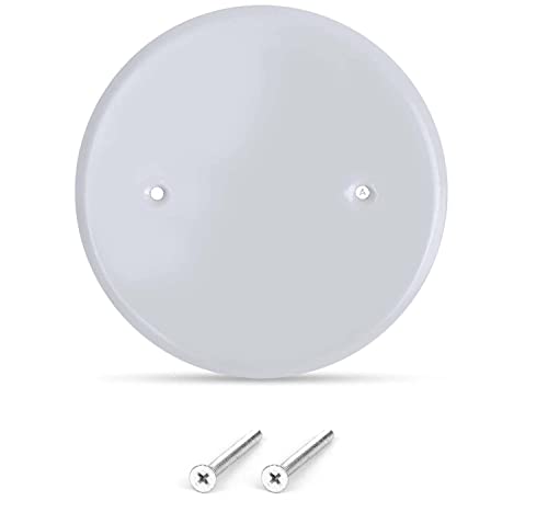 AP-12031, 5 Inch White Metal Ceiling Blank-Up Cover, Used to Cover 3-1/2 Inch Round/Octagon Box...