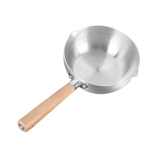 GLEAVI Olla Pequeña de Acero Inoxidable Japonés con Mango de Madera Cazo Multifuncional para Leche Fideos Instantáneos y Sopa para Inducción