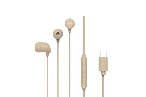 Image of PHILIPS Audio TAE1159GD /00 in-Ear Wired Earphones with C-Type Jack, 10mm Drivers, Inline Mic, Powerful Bass and Clear Sound, Tangle Free 1.2m Cable and 3 x Inter Changeable Ear Tips (Gold)