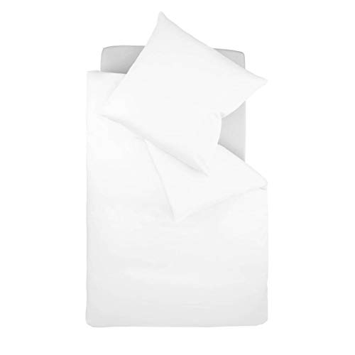 Kuscheli® Bettwäsche 135x200 4 teilig | ÖkoTex Zertifiziert & für Allergiker geeignet |Bettwäsche Set mit je 2 Bettbezügen 135 x 200 & Kissenbezügen 80x80 | modern Karos 2 Fleuresse Colours Bettwäsche, Uni-Mako-Satin, weiß, 135 x 200 cm