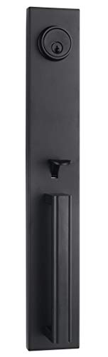 Iron Black Finished Keyed Entrance Double Door Handleset (KEYED HANDLESET, Matte Black)