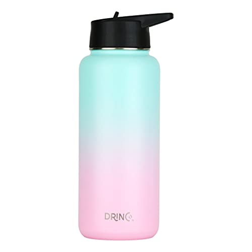 Image of Drinco Stainless Steel Water Bottle Spout Lid Vacuum Insulated Double Wall Water Bottle Wide Mouth Leak Proof Keep Cold Sport Camping Hiking (32oz Macaron)