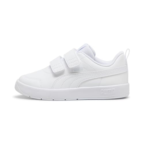 PUMA Unisex Kinder Courtflex V3 V Ps Sneaker, Puma White Puma White Silver Mist, 34 EU