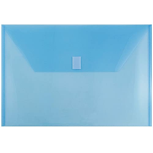 JAM PAPER Plastic Envelopes with Hook & Loop Closure - Legal Booklet - 9 3/4 x 14 1/2 - Blue - 12/Pack