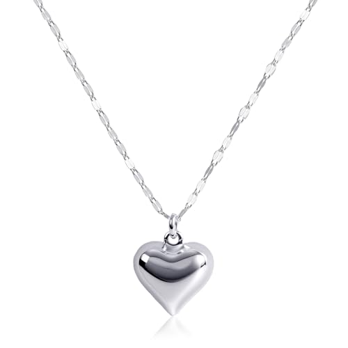 Small Silver Heart Necklace for Women - Hypoallergenic Dainty 925 Sterling Silver Heart Pendant on Delicate Chain