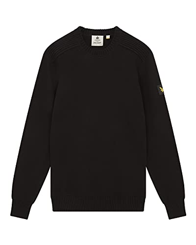 Image of Lyle & Scott Men's Shoulder Detail Crew Neck Knit Jumper Jet Black M