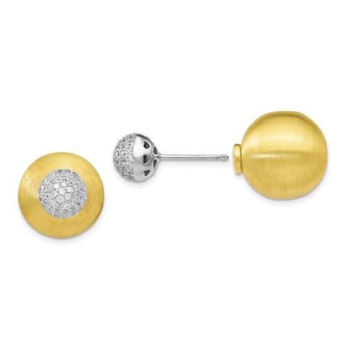 Pendientes de plata de ley 925 en tono dorado, circonita cúbica de imitación de diamante de imitación de 14 x 14 mm de ancho, joyería para mujer