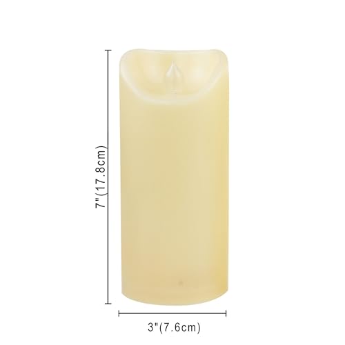 Image of CANDLE CHOICE Outdoor Battery Operated Flameless Candles with Remote Timer Waterproof Flickering Plastic Electric LED Pillar Lights for Lantern Patio Garden Wedding Party Decorations 3x7 Inches 2 Pack