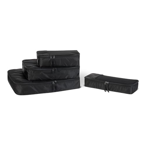 Amazon Essentials, Set di 4 Packing Cube, Accessori da Viaggio, Organizer per Bagagli con Doppia...