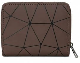 Brown Faux Leather Geometric Wallet with Zip-Around Closure-picture-35
