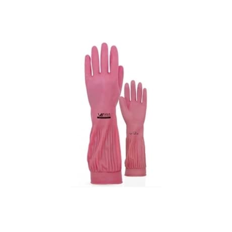 Luva de Látex longa Ranhurada Rosa - Volk