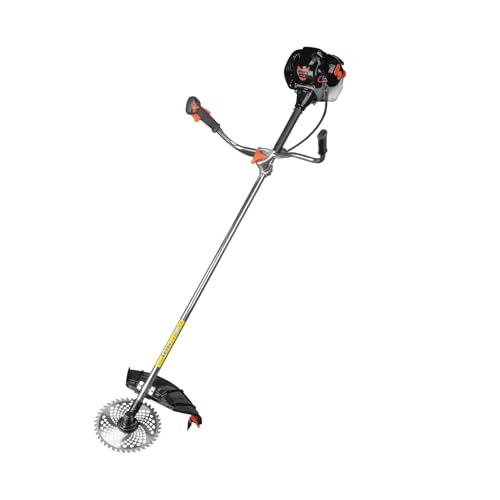 Dnipro-M Desbrozadora Gasolina 51.7cc, Motor 2 Tiempos, 8500 RPM, Hilo 450 mm y Cuchilla 3T 255 mm, Depósito 0,9 L, Manillar Bicicleta, Jardín y Arbustos. 52S