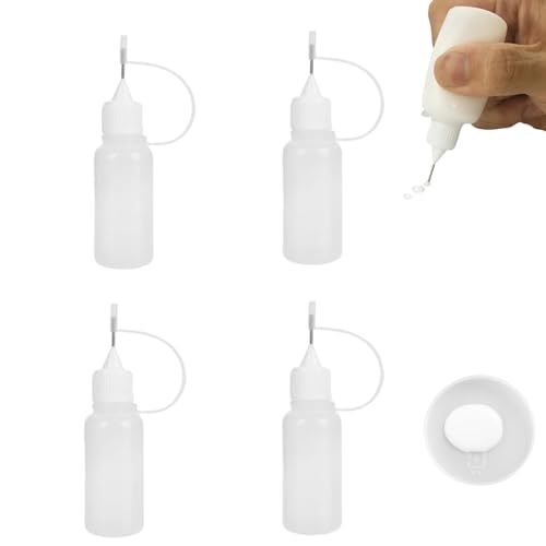 Aplicador de Botella,10 ml Aplicador De Pegamento,Aplicador De Precisión,Botellas de plástico,Botella Cuentagotas, Botella Exprimidora,Botellas de Recarga con Aguja Botella de Apreton Vacíos (5)