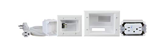 DATA COMM Electronics 45-0028-WH Recessed Pro-Power Kit with Duplex Surge Suppressor and Straight Blade Inlet, White