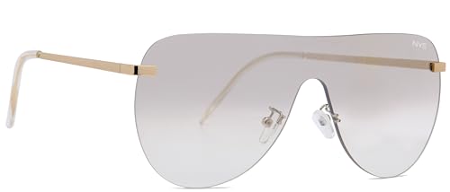 NYS Collection Rimless Oversized Flat Top Shield Sunglasses for Men Women – Aviator Style, 100% UV400 Protection2