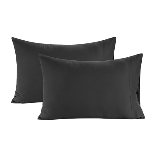 Lane Linen 100% Organic Cotton Black Pillow Cases - Set of 2 - 20"x26"