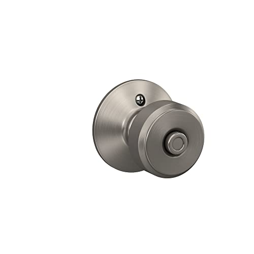Image of SCHLAGE F40 BWE 619 Bowery Door Knob, Bed & Bath Privacy Lock, Satin Nickel (Pack of 4)