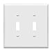 ENERLITES Toggle Light Switch Wall Plate, Jumbo 2-Gang 4.88" x 4.92", Mid-Size, Unbreakable Polycarbonate Thermoplastic, UL Listed, 8812M-W, White