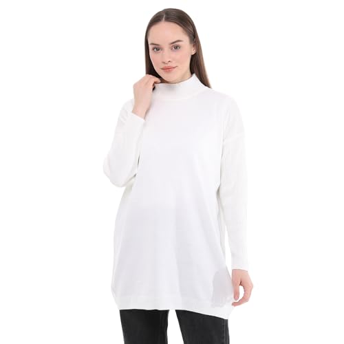 Image of Women's Knitted Sweater | Long Sleeve Turtleneck Knit Sweaters Tunics | Seasonal Modest Women's Tops (US, Alpha, Small, Large, Regular, Regular, Ecru)
