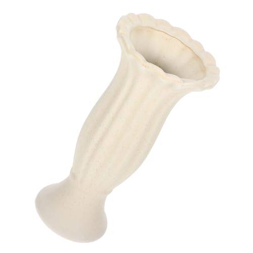 TOBBOMEY Ceramic Vase Roman Column Shape Medium Beige Tabletop Flower Vase Home Decor Porcelain Craft for Living Room and Study Flower Arrangement