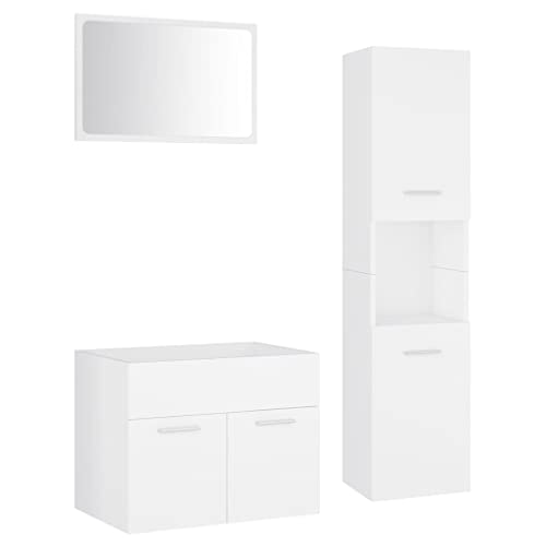 Juego de muebles de baño con acabado blanco elegante y estructura de madera resistente 3