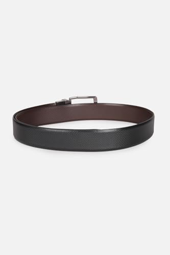 Image of Louis Philippe Men's 100% Italian Leather Brush Gun Metal Buckle Formal Reversible Belt