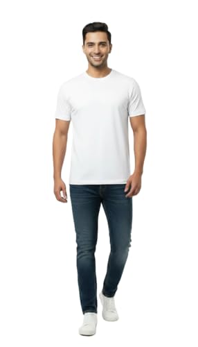 Image of Men's 100% Supima Cotton Crew Neck T-Shirt - Classic Slim Fit, Ultra-Soft Breathable Fabric, Short Sleeve Solid Tee