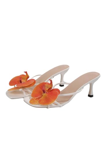 Image of MakeMeChic Women's Flower Kitten Heels Floral Summer Beach Sandals