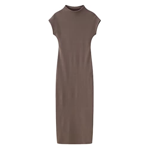 Robe tricotée ajustée grise de taille XS, design épuré sans manches