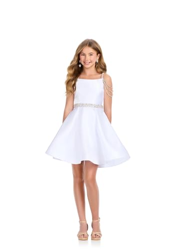 Girl's Satin Father Daughter Pageant Dresses Off Shoulder Short Flower Girl Kids Children Teen Gowns4