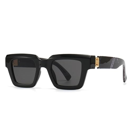 Lunettes de soleil carrées vintage noir gris LVTFCO pour femmes et hommes