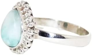 Larimar Ring,92.5 Sterling Silver Ring, Larimar Jewelry, Pear Larimar Ring, March Birthstone Larimar Ring, Blue Larimar Ring, Women Ring, Wedding Gift For Wife