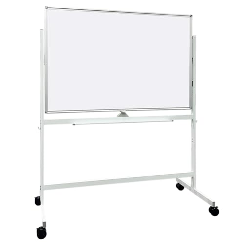 Large Rolling Whiteboard on Wheels, 48" x 32" Double-Sided Mobile White Board with Stand, Portable Standing Dry Erase Board Easel for Home Office Classroom School (32" x 48" WH)
