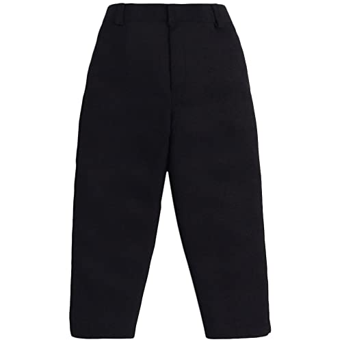 Image of Hopscotch Boys Regular Fit Faux waistcoat Cotton Solid Faux Blazer and Pant Set in Black Color