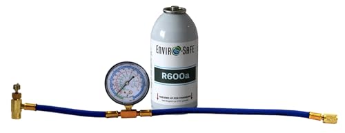 ENVIRO-SAFE R600a Refrigerant | 1 Pack | 6 oz/170g Can | Piercing Style Can for HVAC Use (Include Charging Gauge Set)