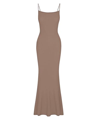 Image of AUSELILY Womens Bodycon Maxi Dress Square Neck Sexy Slip Long Dress | Sleeveless slip design with a long skirt line, Going out dress for celebrations, Style with heels