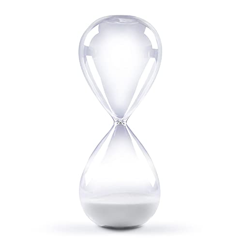Hourglass Sand Timers - Swisselite Biloba Hourglass Sand Timer Inspired Glass/Home, Desk, Office Decor (8Inch-30Mins Lucent White) #TOP1