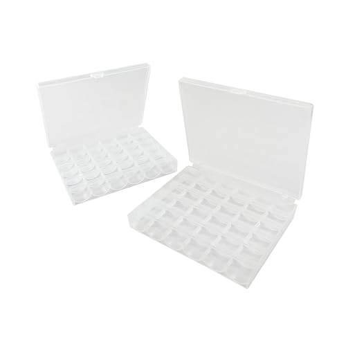 wennuo Sewing Machine Bobbins Box 2Pack 36 Slots Empty Bobbins Spools Box Sewing Craft Plastic Case Storage Box for Sewing Machine.