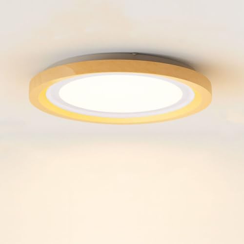 zenlavia LED Ceiling Light with Wooden Frame, 24W 1680lm, Warm Light 3000K, Flat Round Design Diameter 30cm – Ideal for Bedroom, Hallway, Kitchen or Living Room zenlavia LED Ceiling Light with Wooden Frame, 24W 1680lm, Warm Light 3000K, Flat Round Design Diameter 30cm – Ideal for Bedroom, Hallway, Kitchen or Living Room
