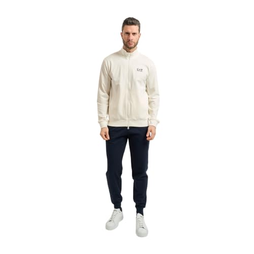 EA7 Emporio Armani Black/White (8NPV60-PJVRZ-M0036) Survêtement pour homme, noir/blanc, en coton, fermeture éclair, pantalon de jogging, poches, confortable,...