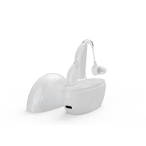 TCDJ USB充電式 集音器 高齢者向け 両耳対応 音量調整可能 充電ケース付き 高音質 ノイズ低減 簡単操作 プレゼントに最適 (White)