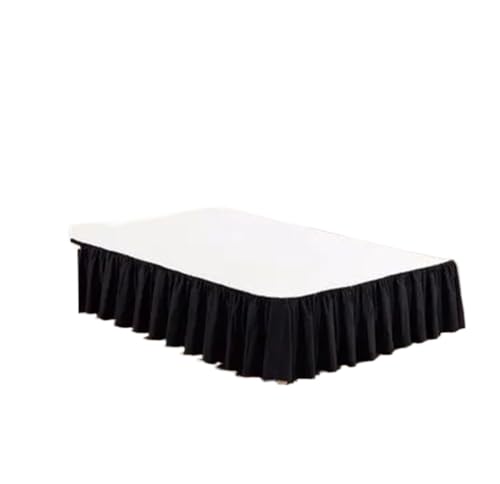 Faldones de Cama DecoracióN,Cubre Canape Falda de Cama con Superficie, Funda colchón, tamaño Twin/Full/Queen/King, 35 cm, for Uso doméstico en hoteles, Color Gris, Blanco y Beige(Black,137x190x35cm)