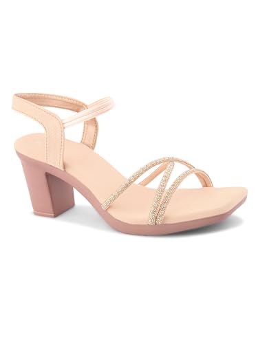 Image of XE Looks Criss Cross Glitter Strap Design | Elegant Square Toe | Comfortable Mid Block Heel Sandal For Girl & Women