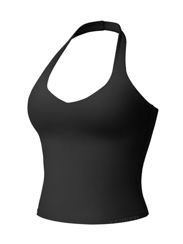YEOREO Aherin Women Halter Tank Tops Not Padded Cami Open Back Slim Fit Fitness Y2K Going Out Crop Top