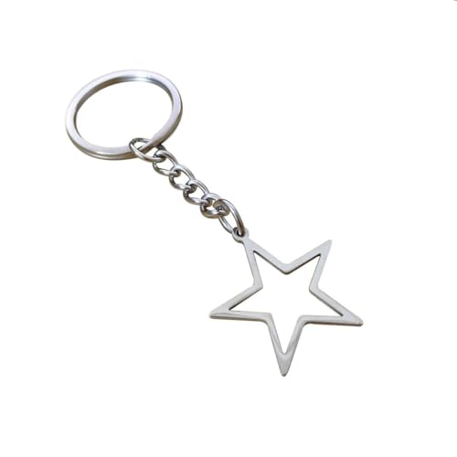Meimimix Silver Hollow Star Keychain Pendant Keyring Long Distance Friendship Jewelry for Men Women