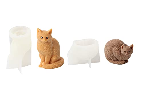2 Stampo In Silicone Per Candele E Sapone Wehous - Forma Gatto 3D Per Resina, Cioccolato, Portachiavi - 6
